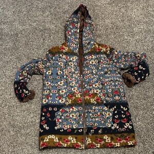 Floral Women's Puffer Jacket with Hood